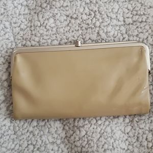 HOBO Lauren leather beige clutch